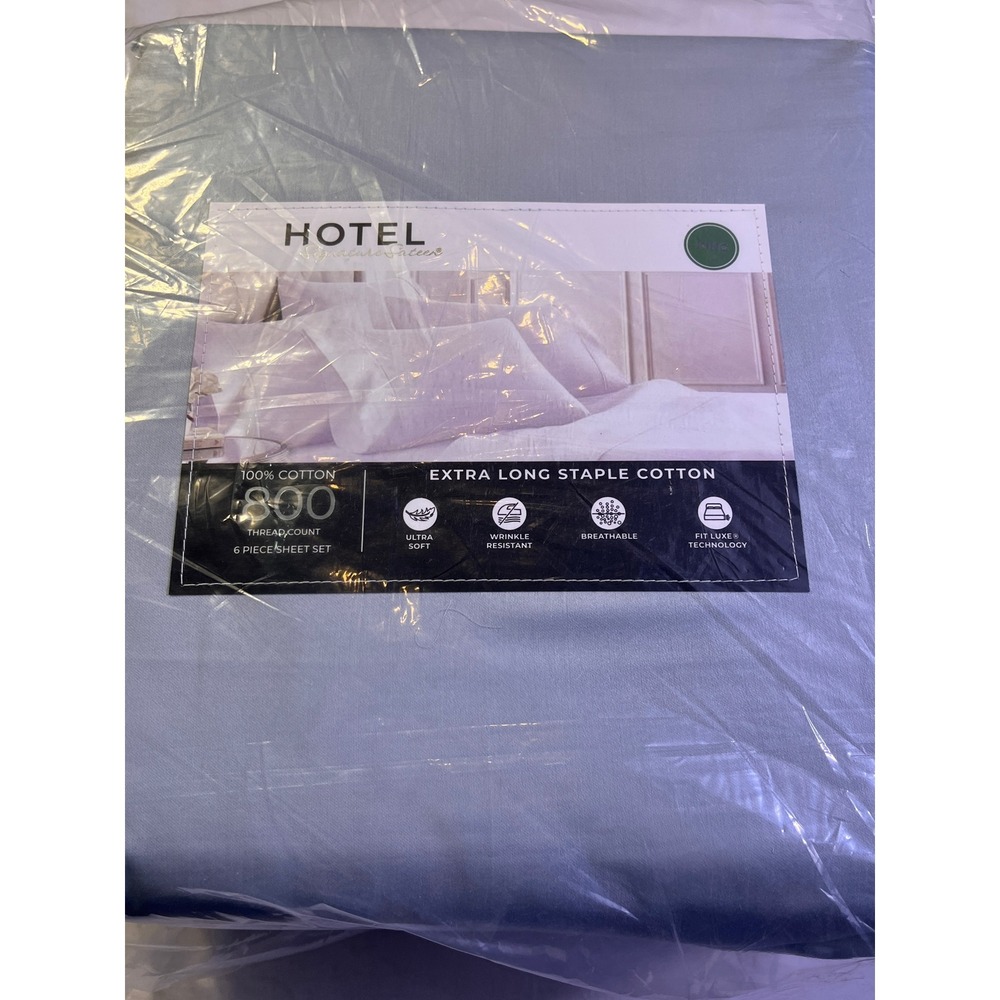 Hotel Signature Sateen Sheet Set King Blue NEW 800 Thread Count 6 Piece